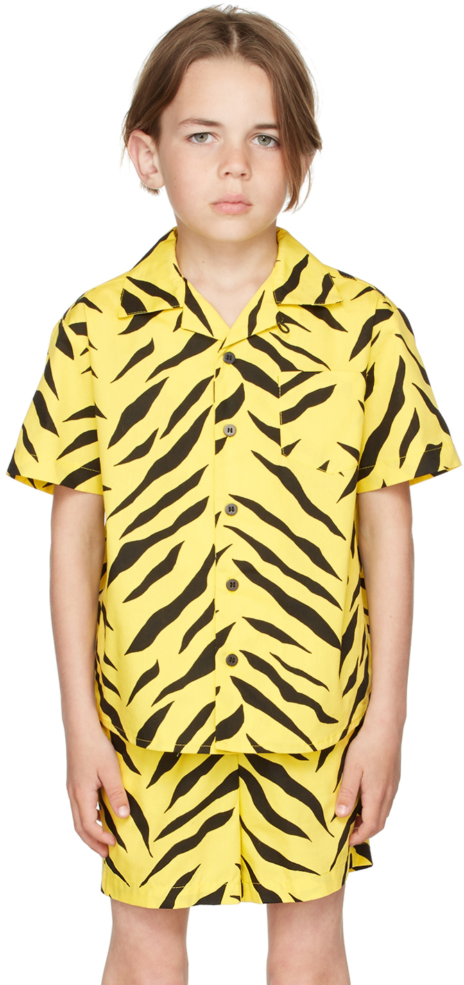 SSENSE Clothing Shirts Short sleeved Shirts Kids Yellow Zebra Short Sleeve Shirt 