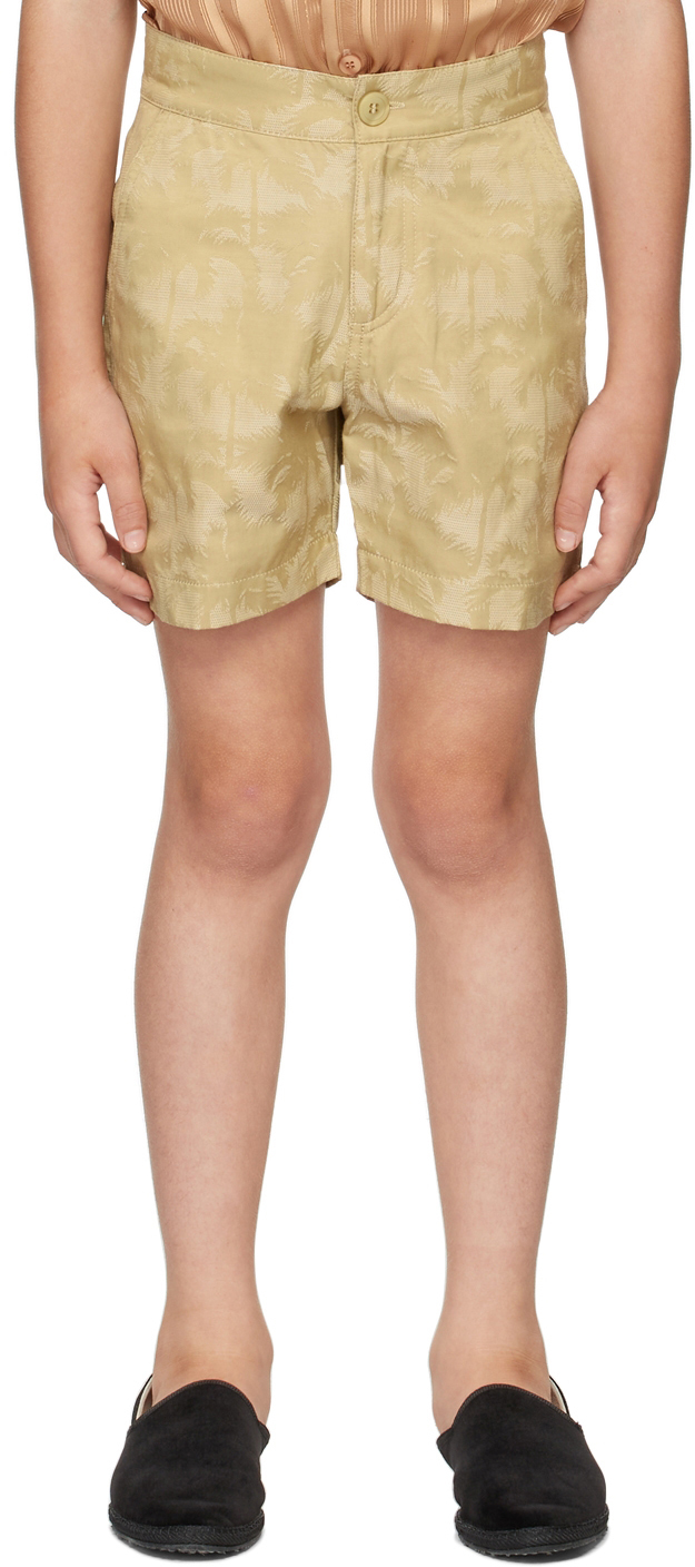 Kids Beige Palm Swim Shorts