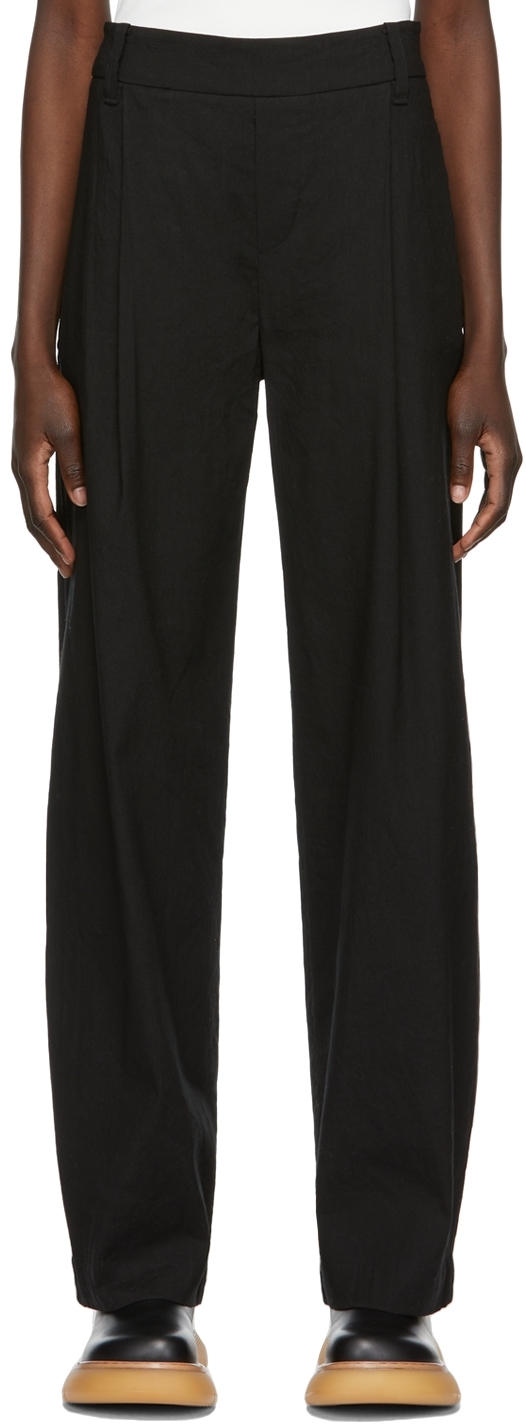 Vince Black Pleat Front Pull On Trousers