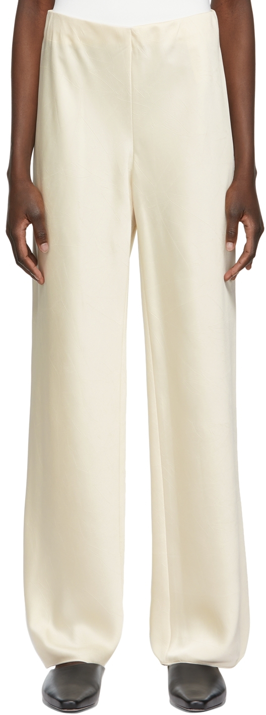 Vince Off-White Satin Bias Trousers