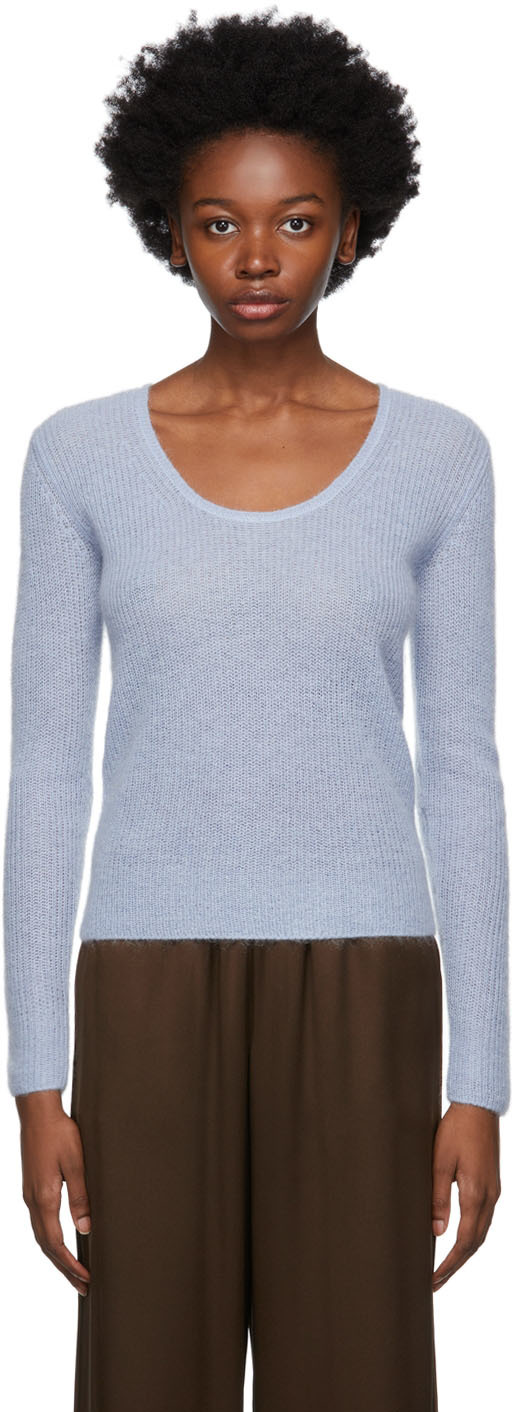 Vince Blue Scoop Neck Pullover Sweater