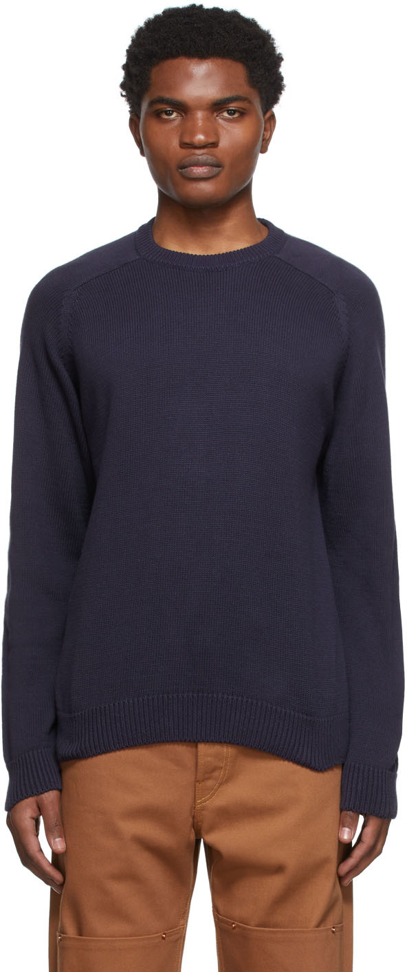 Noah: Navy Cotton Sweater | SSENSE Canada