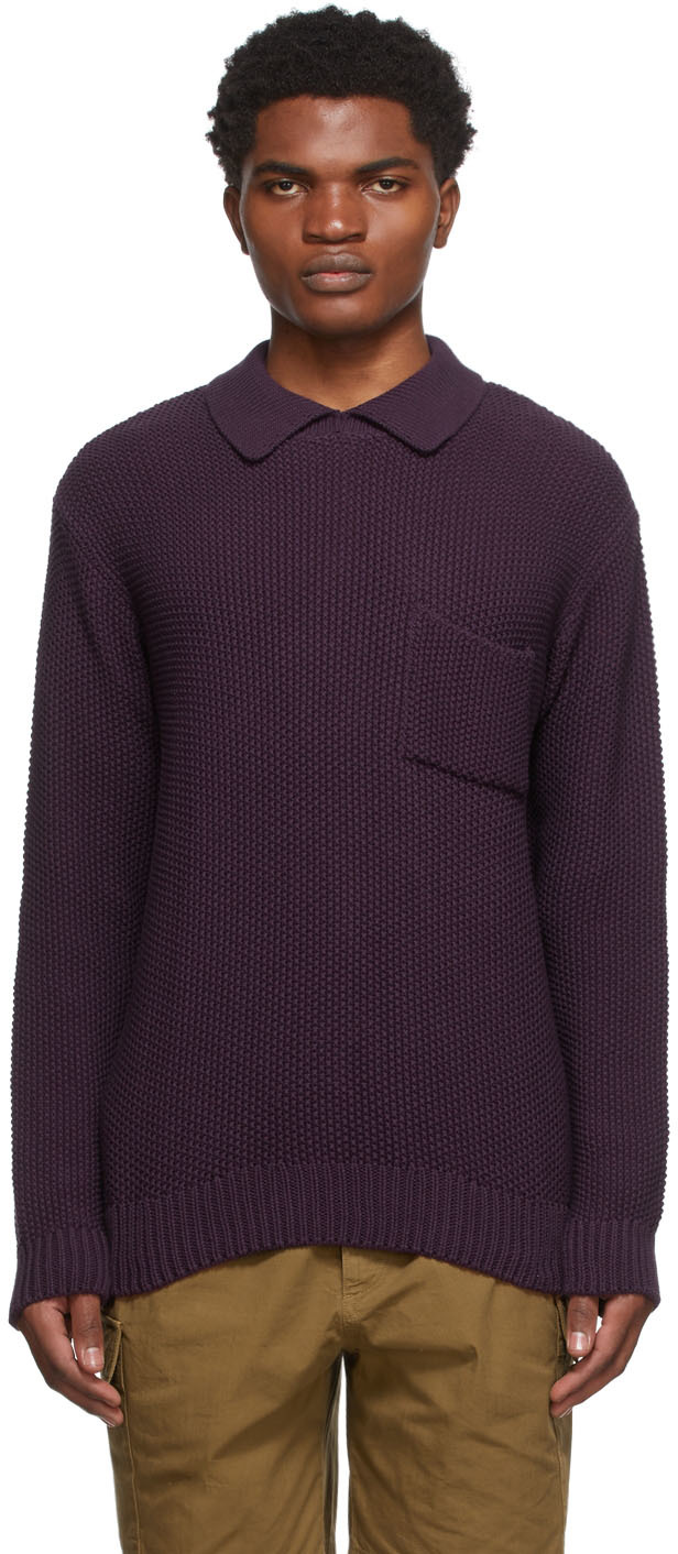 SSENSE Men Clothing Sweaters Sweatshirts Purple Cotton Sweater 