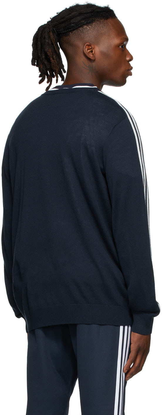 Noah Navy adidas Originals Edition V-Neck Sweater | Smart Closet