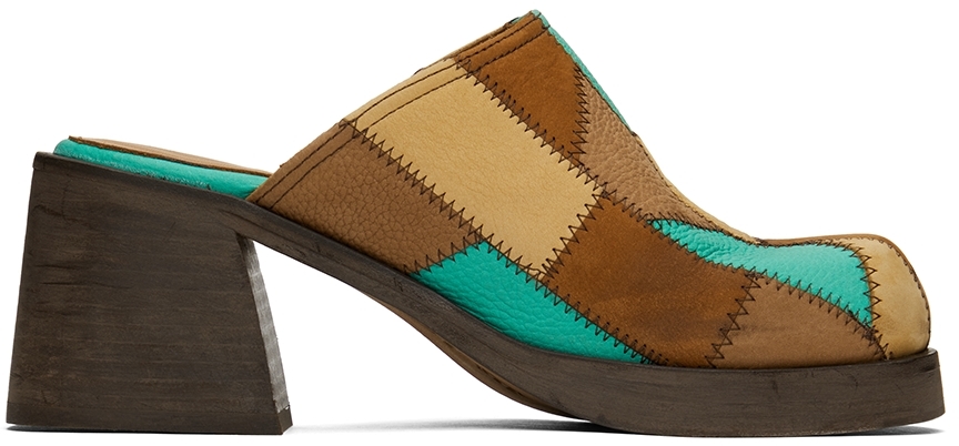 Miista Carolyn Color-block Textured-leather And Suede Mules In Monte Carlo Green