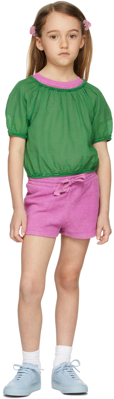 LONGLIVETHEQUEEN KIDS GREEN BALLOON BLOUSE
