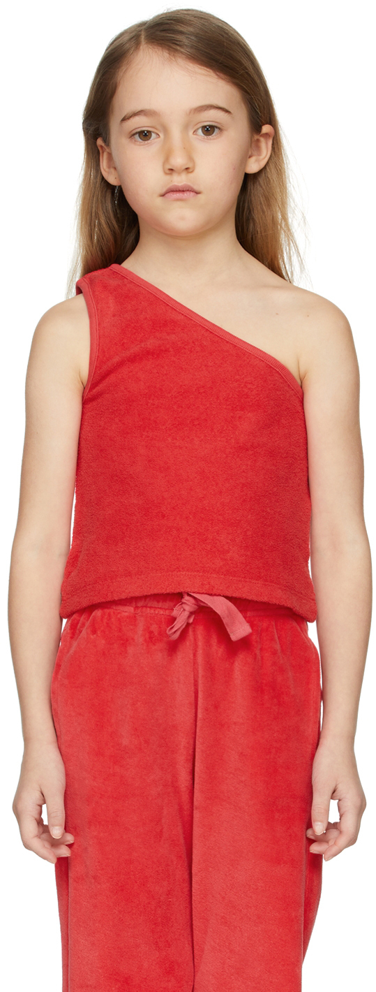 LONGLIVETHEQUEEN KIDS RED ASYMMETRIC TOP