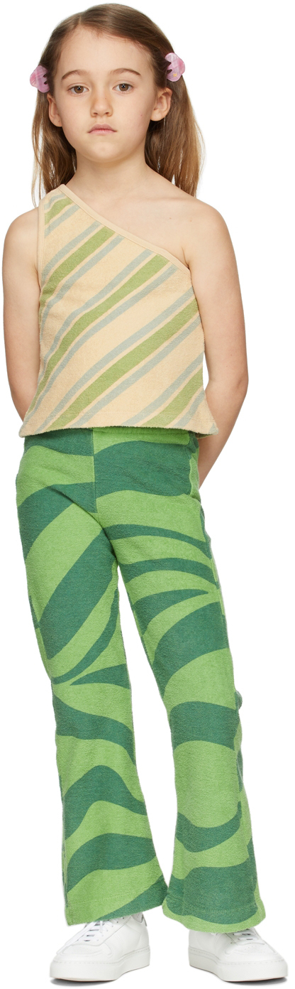 Kids Green Stripe Flared Lounge Pants