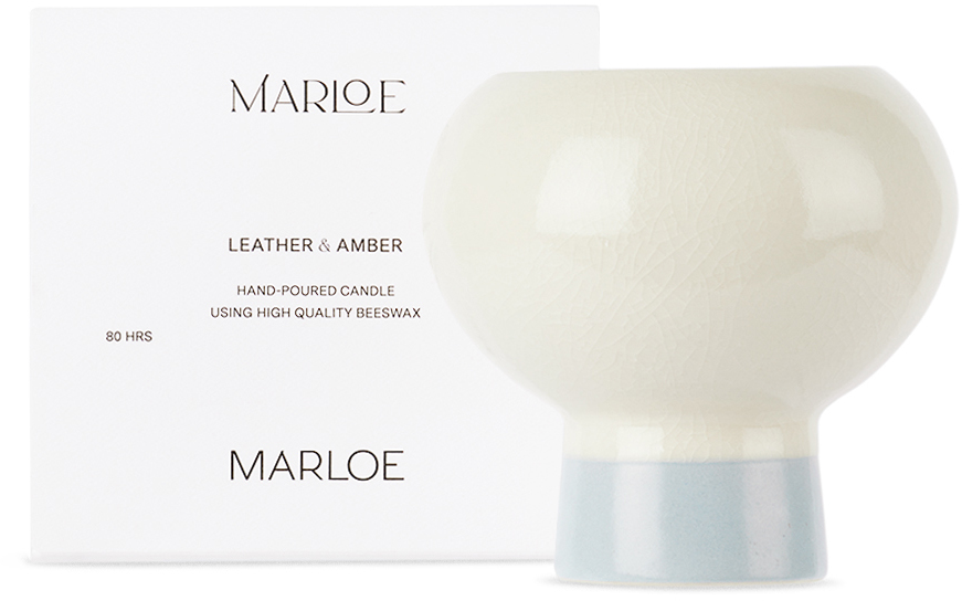 Marloe Marloe Off-white Mini Bobby Candle In Leather / Amber