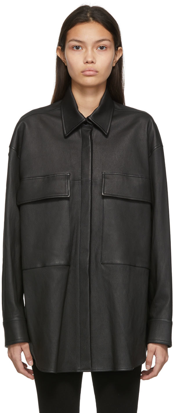 AMIRI: Black Leather Workwear Shirt | SSENSE