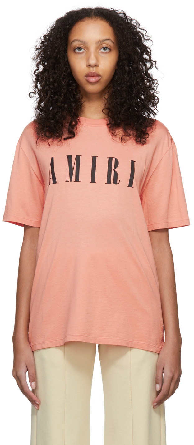 AMIRI: Pink Core Logo T-Shirt | SSENSE 