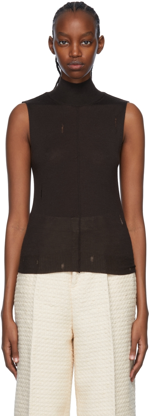 Brown Cashmere Tank Top by AMIRI on Sale