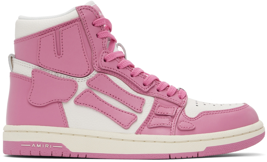 AMIRI White & Pink Skeleton High Sneakers - PS22WFS002-109