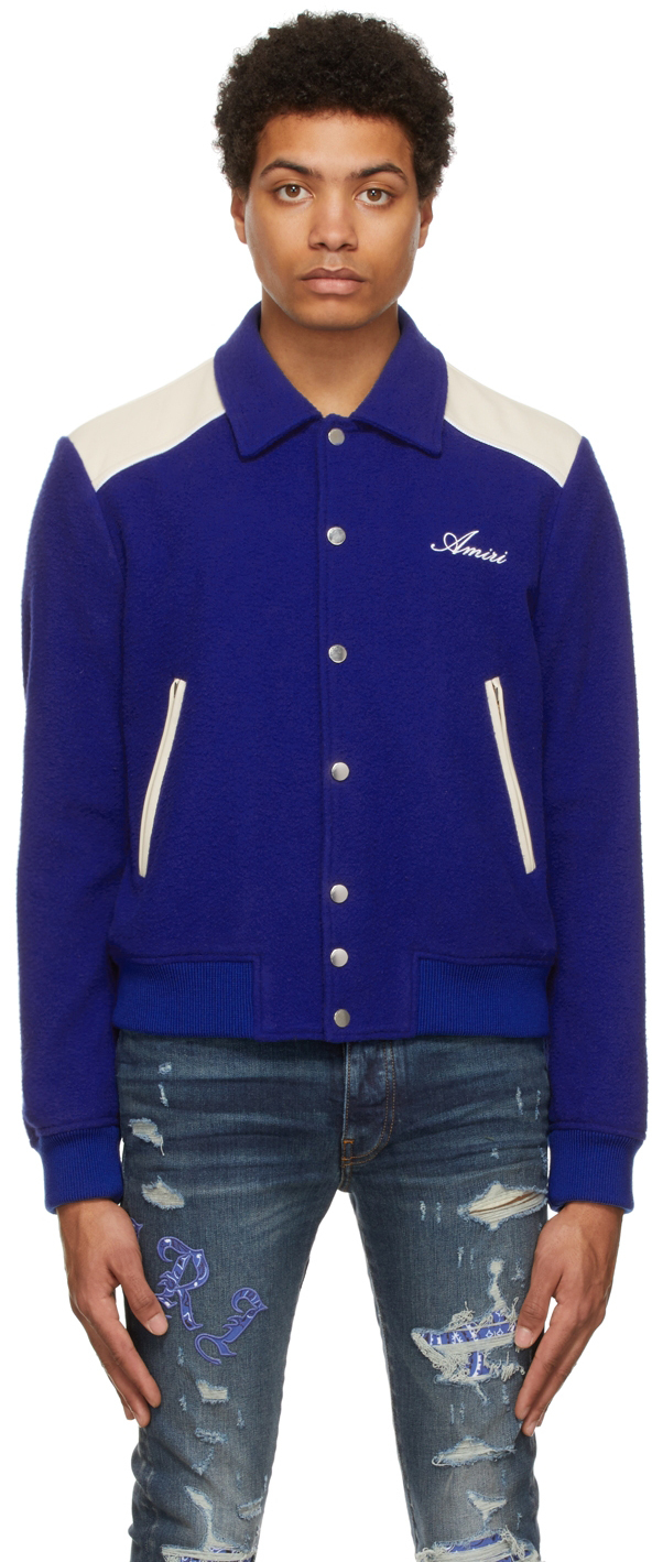 AMIRI Blue & Off-White Western Varsity Jacket