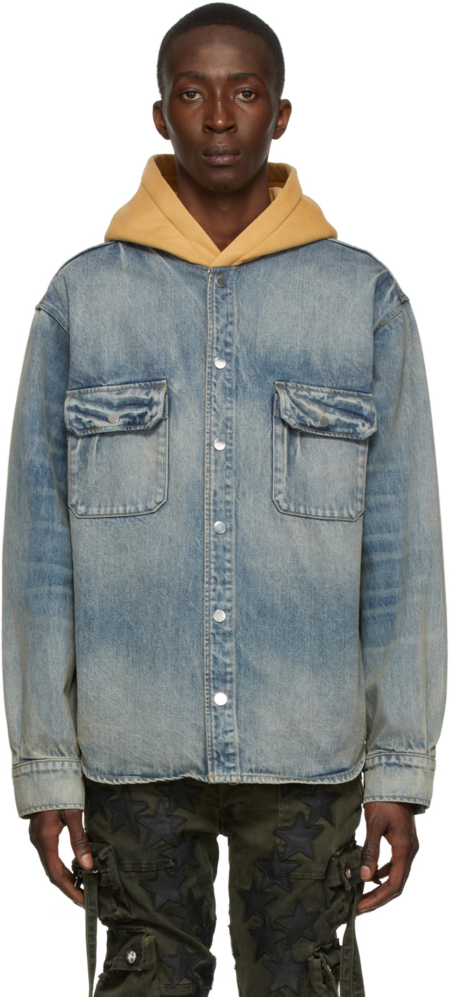 Blue Faded Denim Jacket by AMIRI on Sale