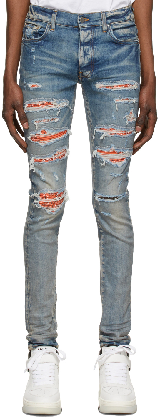 Blue Bandana Thrasher Jeans by AMIRI on Sale