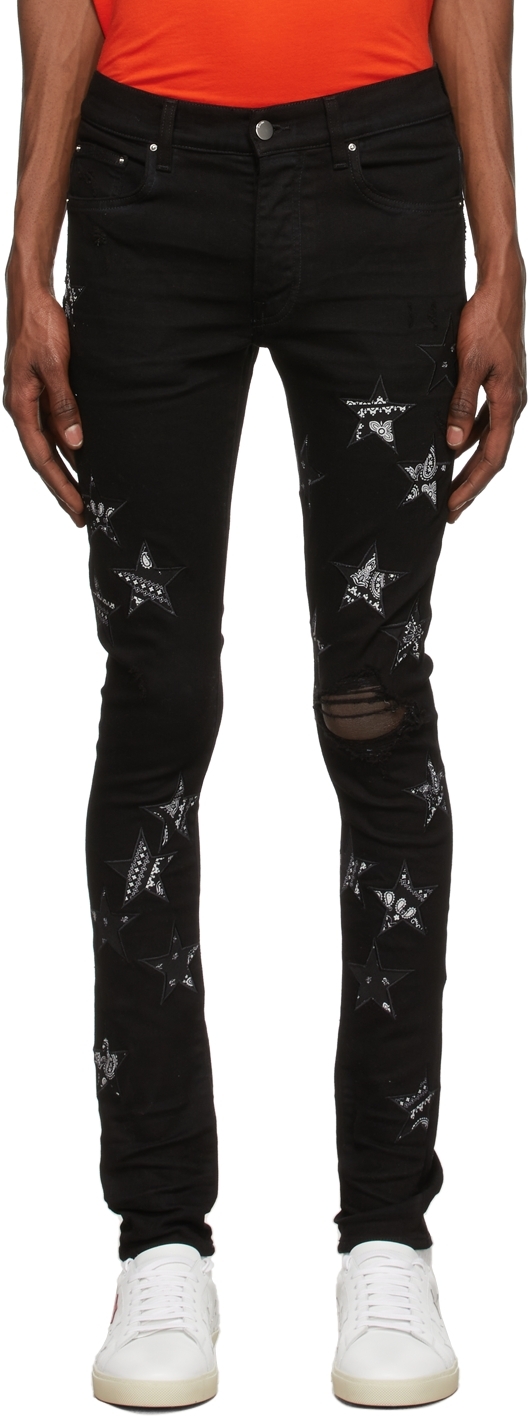 AMIRI: Black Bandana Star Jeans | SSENSE