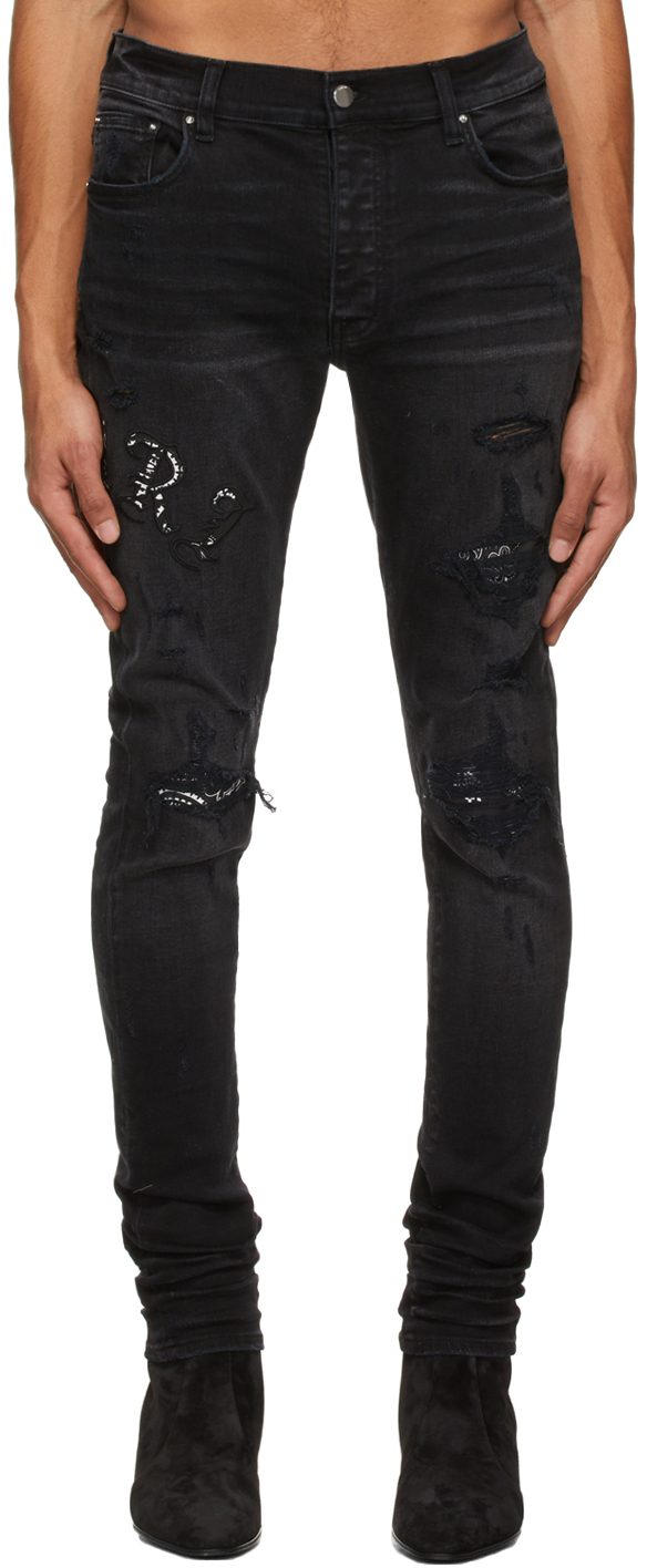 AMIRI: Black Old English Logo Jeans | SSENSE Canada