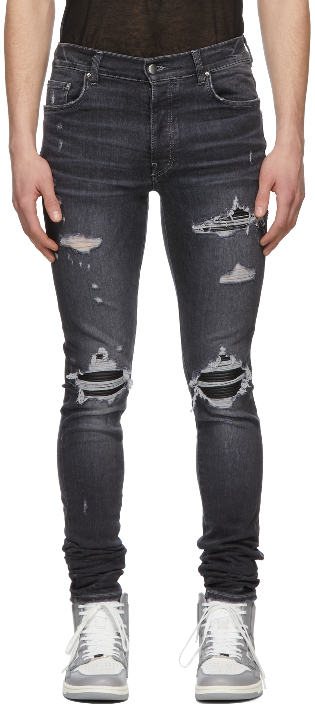 AMIRI Grey MX1 Leather Jeans