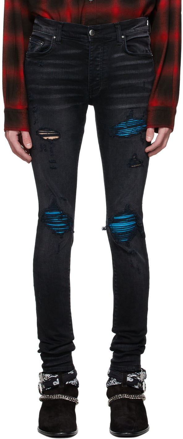 AMIRI Black MX1 Cracked Paint Jeans