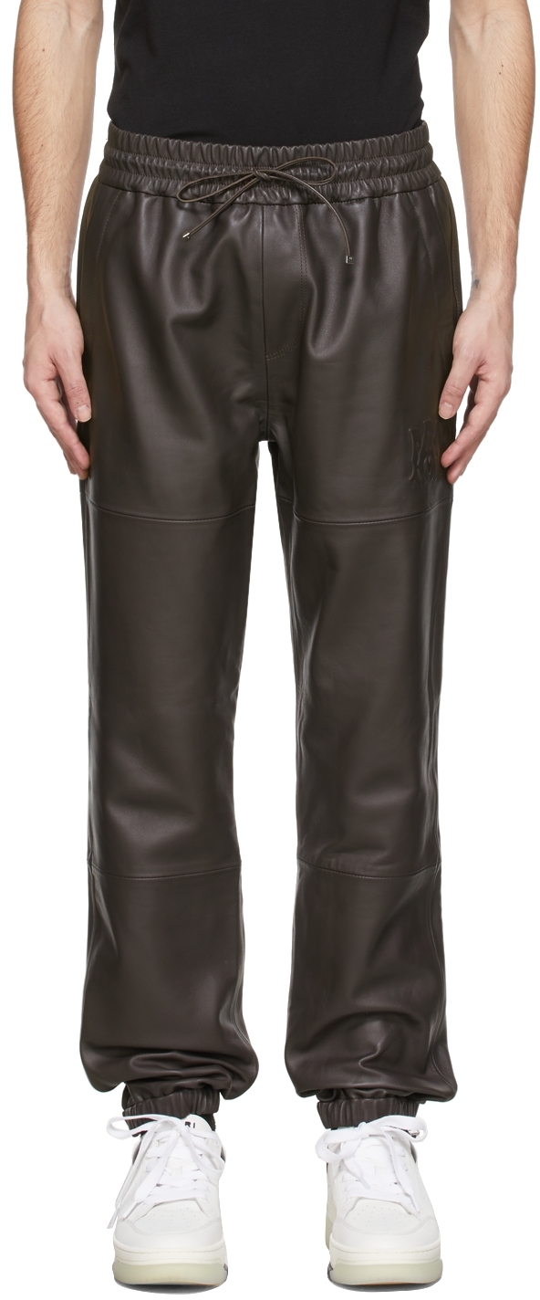 men's leather loose fit pants