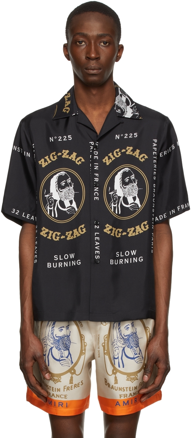 AMIRI Black Zig-Zag Edition Silk Shirt