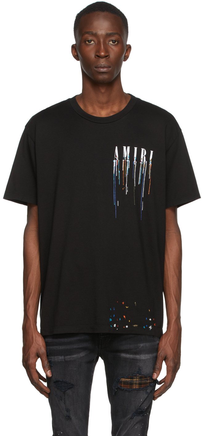 AMIRI Black Paint Drip Core Logo T-Shirt
