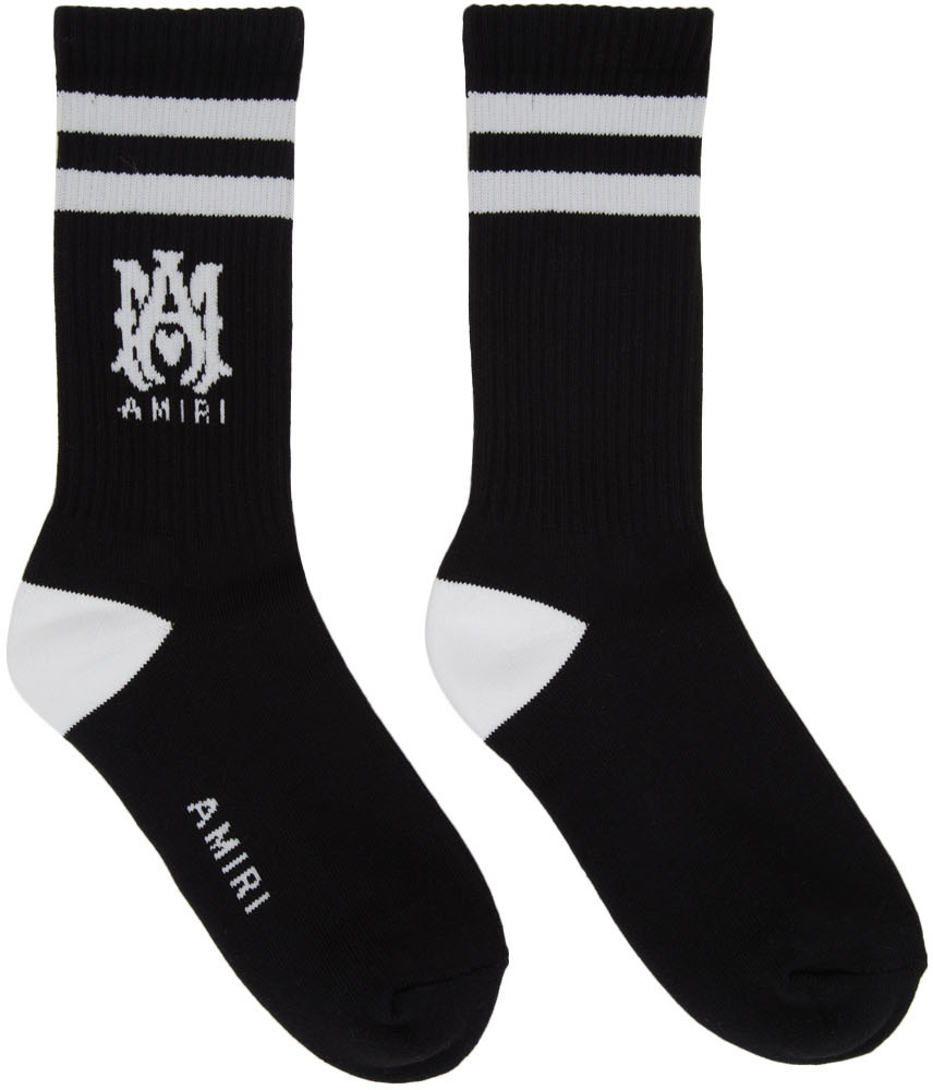 Amiri M.a. Logo Rib Athletic Crew Socks In Black