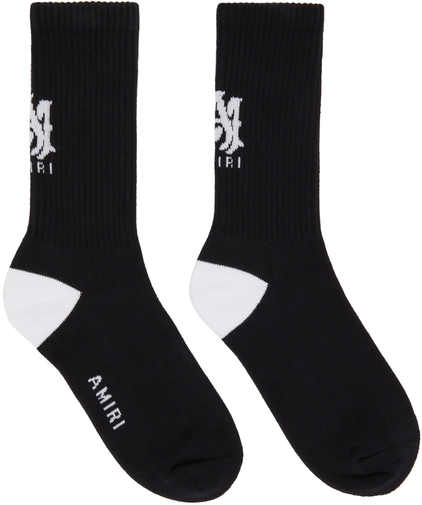 AMIRI Black & White M.A. Logo Socks