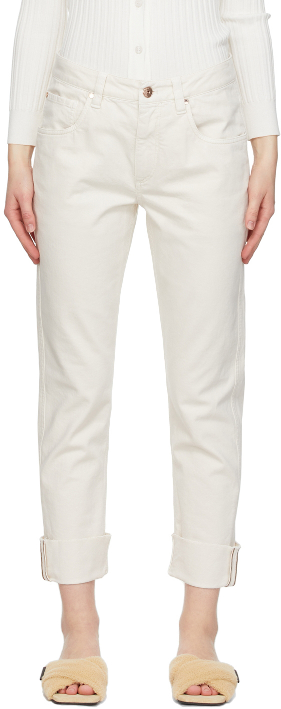 Brunello Cucinelli White Straight-Leg Jeans