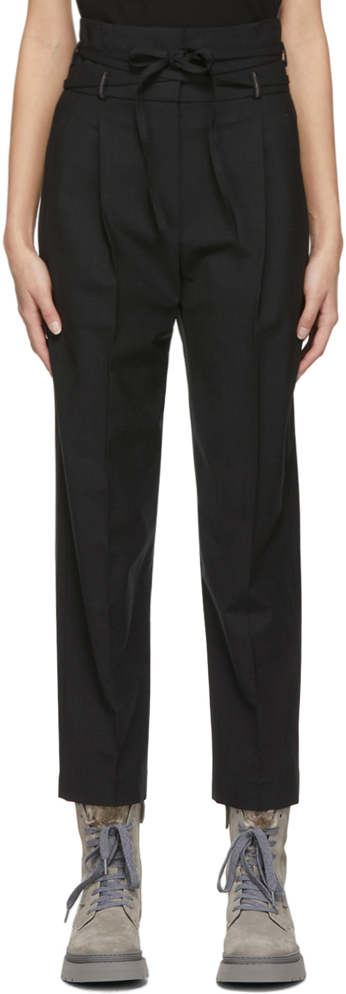 Womens Clothing Suits Trouser suits Brunello Cucinelli Wool Cropped Suit Trousers in Black 