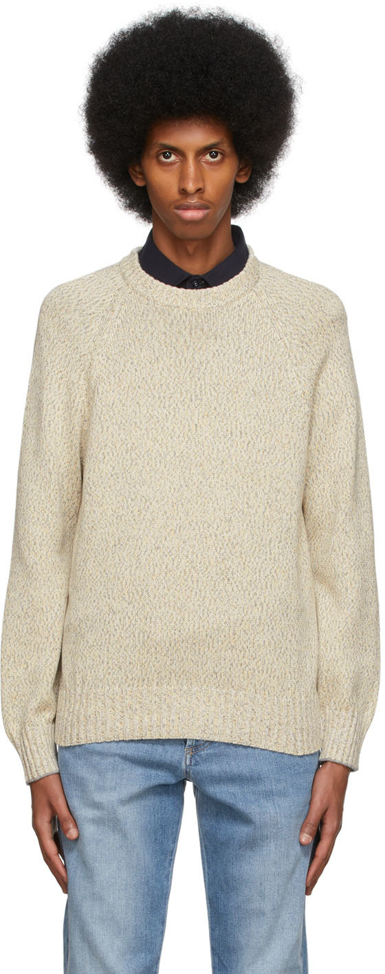 Brunello Cucinelli Off-White & Yellow Marled Chiné Sweater