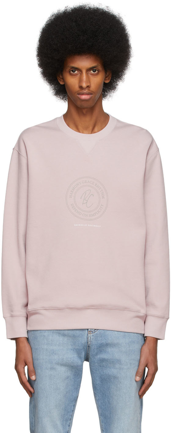 Brunello Cucinelli Pink Techno Cotton Print Sweatshirt