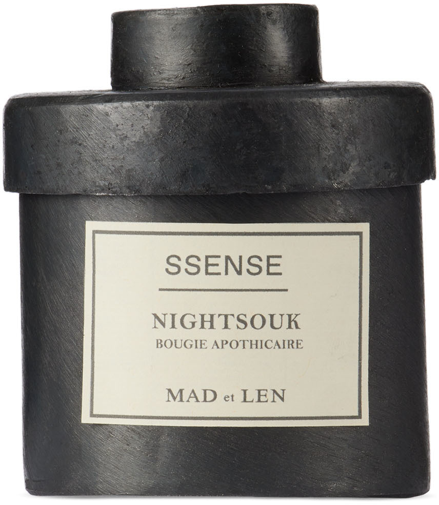 Mad Et Len Ssense Exclusive Black Small Night Souk Candle In White Wax
