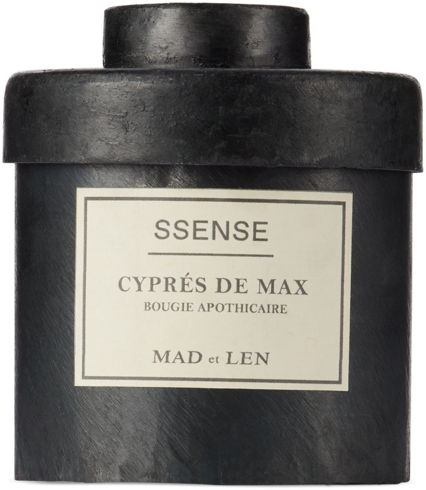 Mad Et Len Ssense Exclusive Black Small Cyprés De Max Candle In White Wax