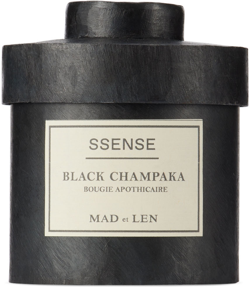 Mad Et Len Ssense Exclusive Black Small Champaka Candle In White Wax