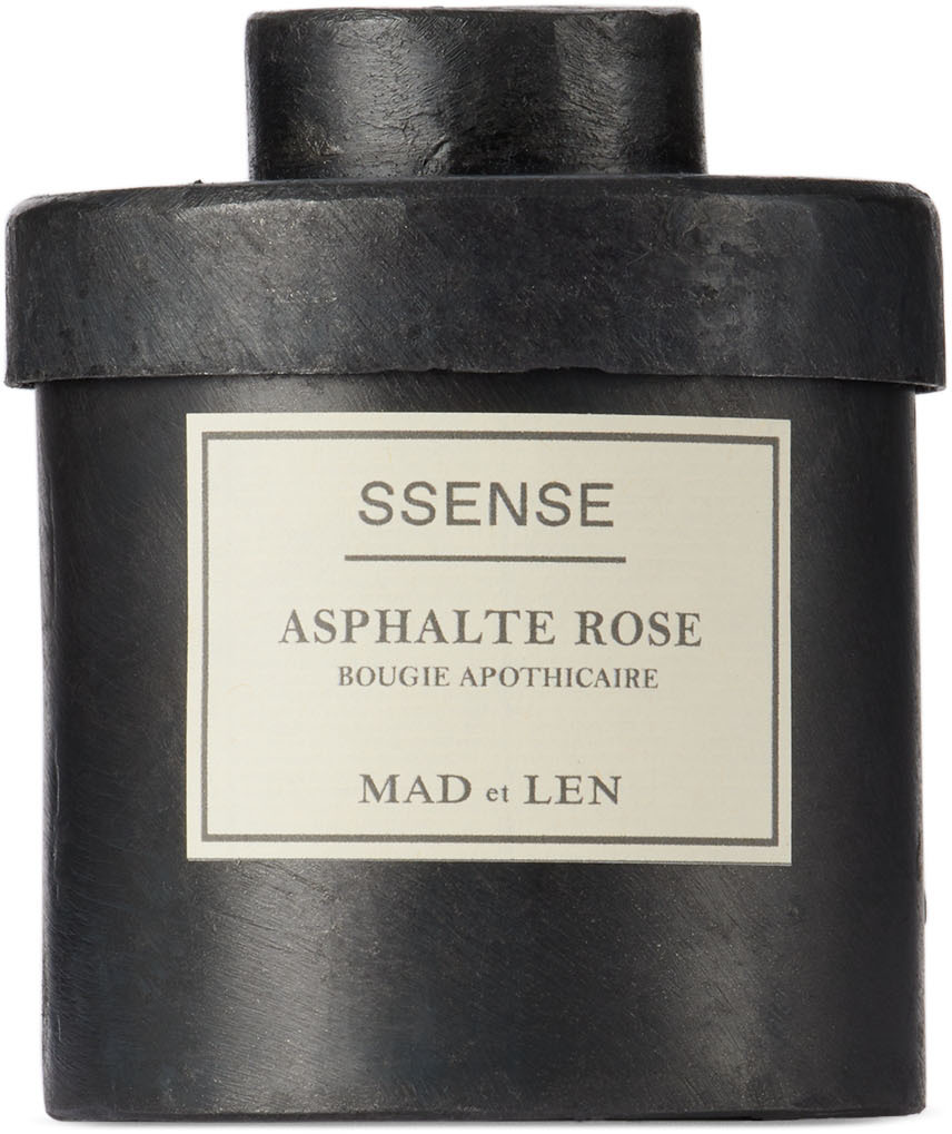 Mad Et Len Ssense Exclusive Black Small Asphalte Rose Candle In Black Wax