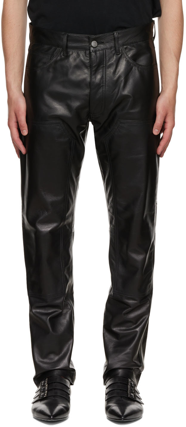 Ssense Uomo Abbigliamento Pantaloni e jeans Pantaloni Pantaloni di pelle Black Regenerated Leather Pants 