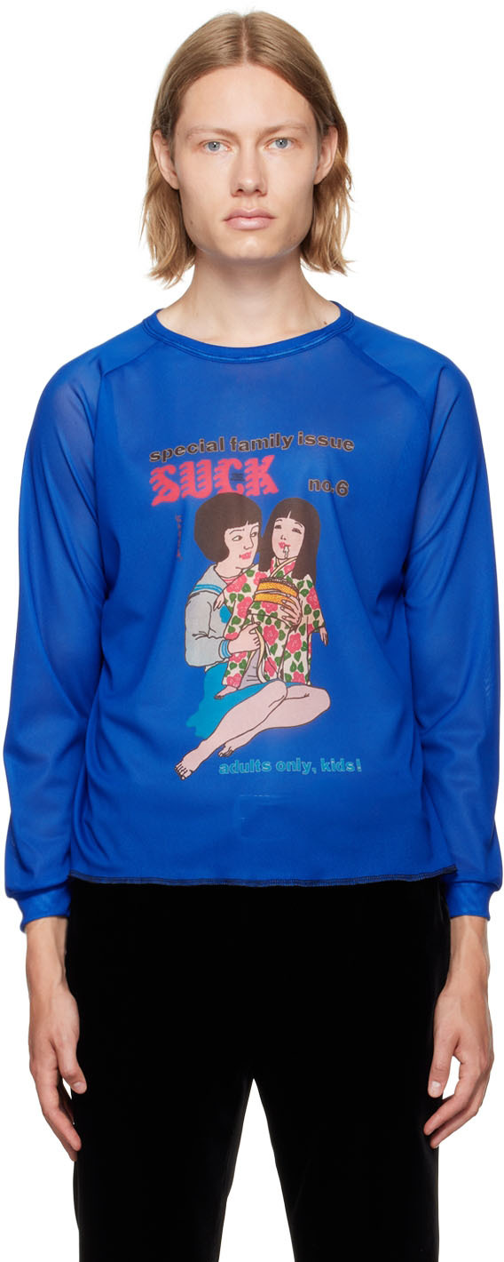 Enfants Riches Déprimés Blue Suck Mesh Long Sleeve T-Shirt