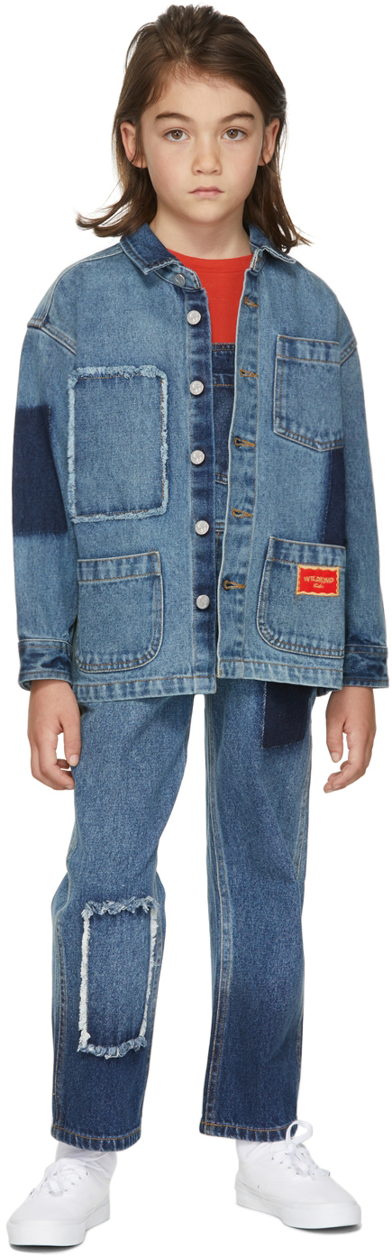 Wildkind Kids Blue Tony Denim Jacket In Washed And Patched D