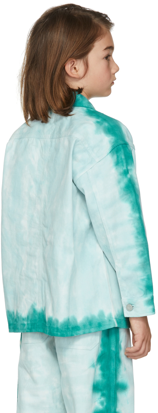 Wildkind Kids Blue & White Tony Tie-dye Jacket In Hand Dyed Twill