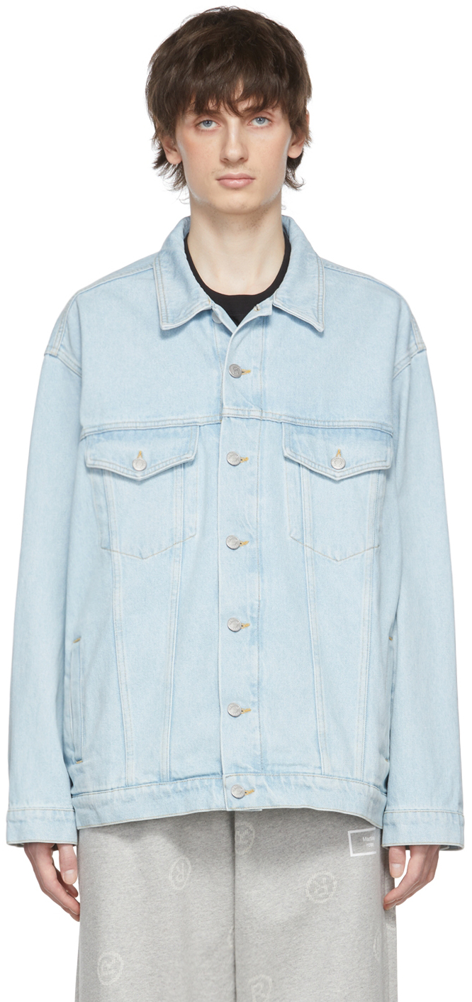 Martine Rose Light Blue Cotton Denim Jacket | ModeSens