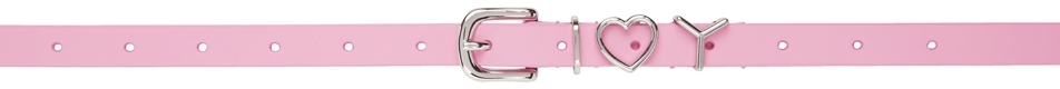 Y/Project: Pink Skinny Y Heart Belt | SSENSE