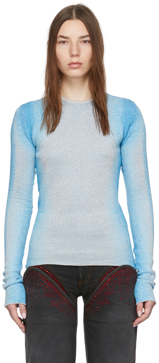 Y/Project Blue & Silver Gradient Knit Sweater | Smart Closet