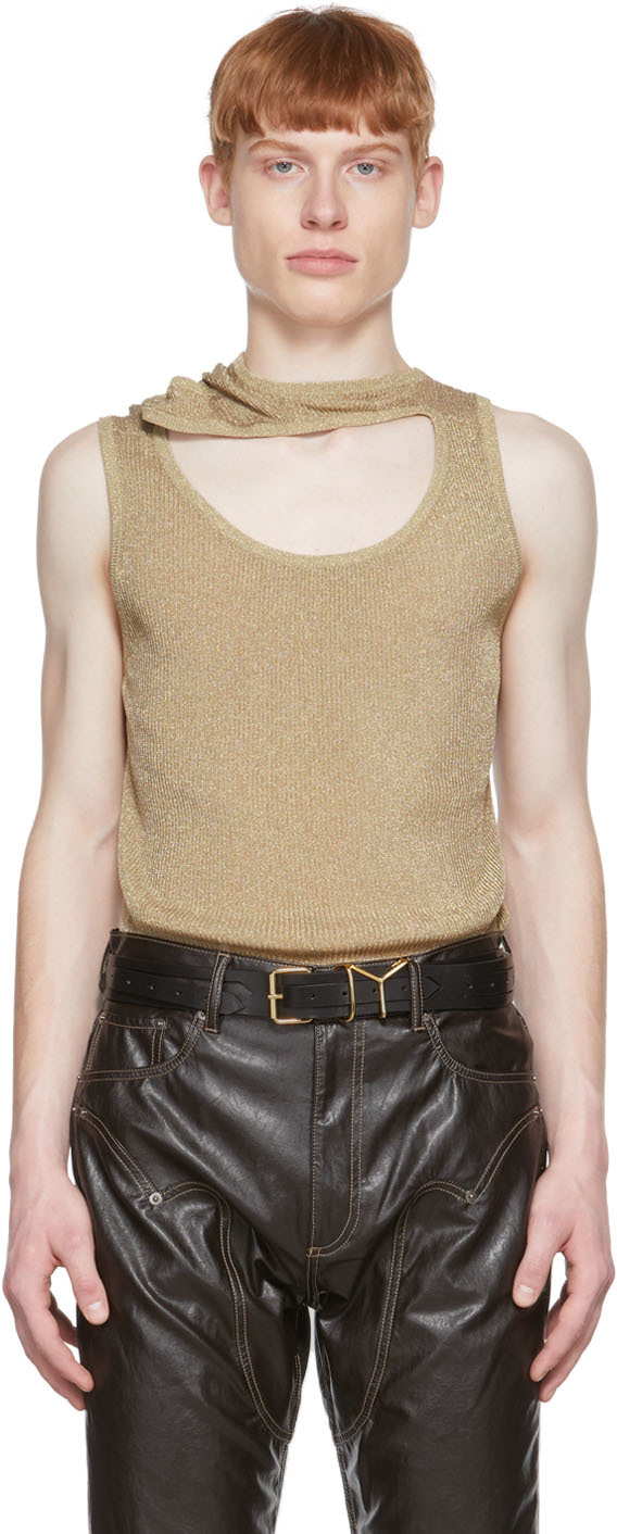 Y/project Beige Three Collar Tank Top In Gold