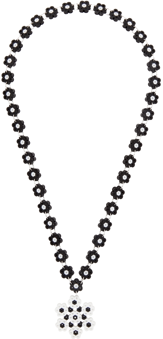 Anna Sui SSENSE Exclusive Black & White Daisy Chains Edition Pendant Necklace