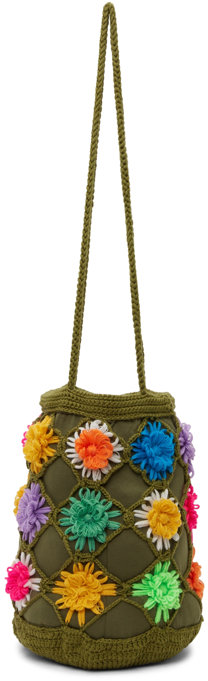 Anna Sui Multicolor Rainbow 3D Floral Hand-Crochet Bag