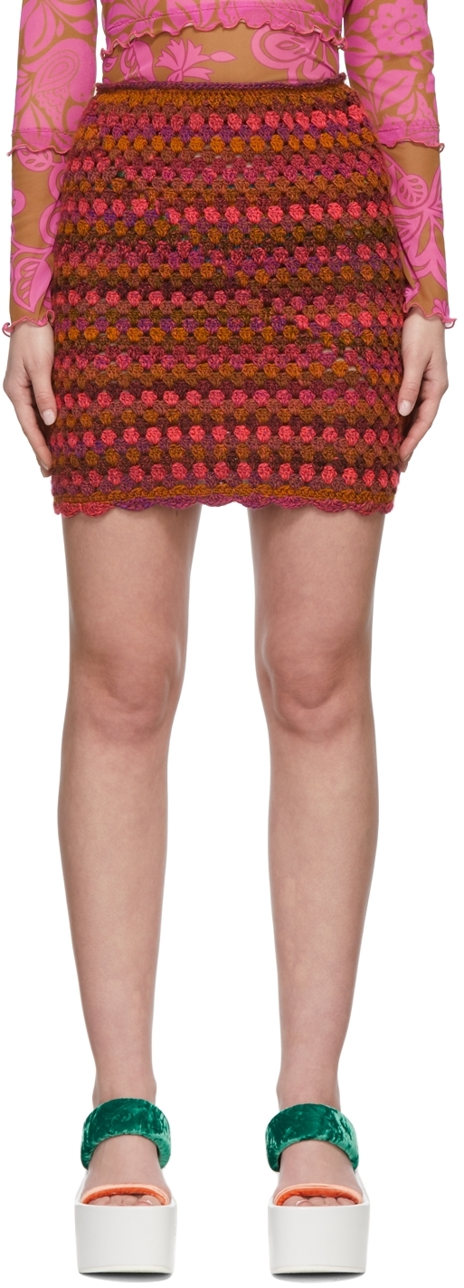 Anna Sui Pink Konry K Edition Ombre Crochet Miniskirt