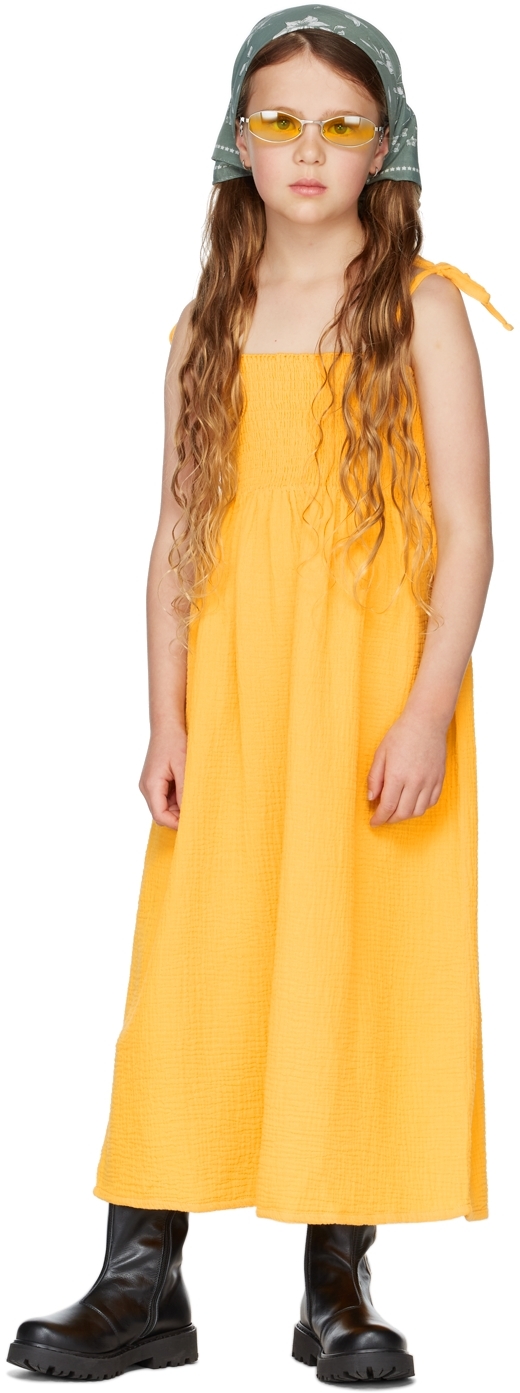 Kids Yellow Bambula Dress by The Campamento on Sale