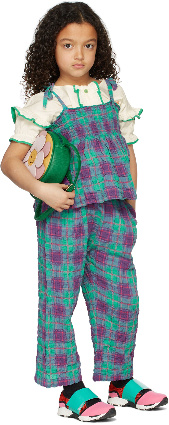 Kids Purple \u0026 Green Check Trousers by 